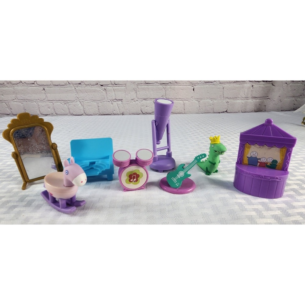 Peppa Pig Furniture Parts Mirror Chair Horse Drums Guitar Spotlight Dino The 8pc